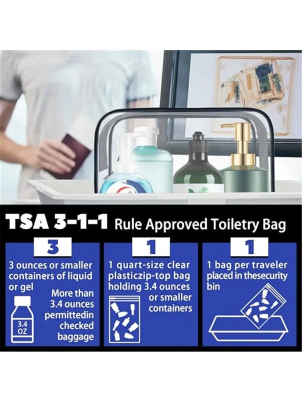 16 Pack Clear Vinyl Cosmetic Bags Waterproof TSA Approved Travel Toiletry Bags